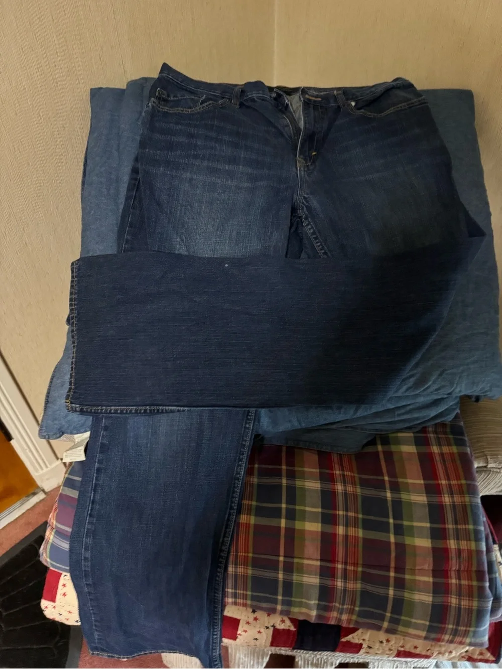 Banana Republic Straight Leg Jeans - Blue with Orange Stitching